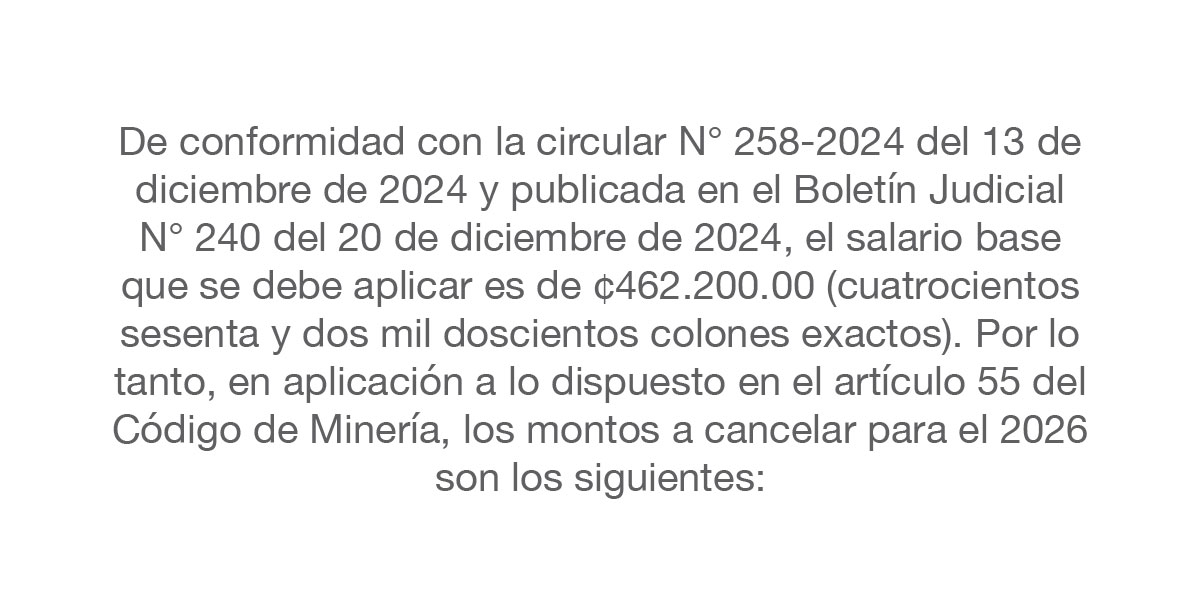 El salario base a aplicar es de ¢462.200,00